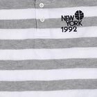 Boys Grey Mandarin Collar Striped Baba Suit, Light Grey, small