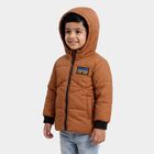 Boys Brown Hooded Puffer Jacket, Brown, small
