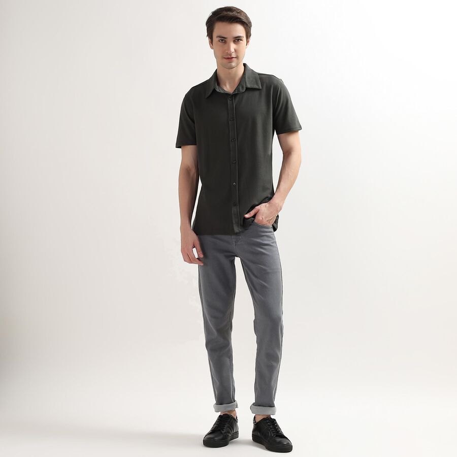 Men's Regular Collar Casual Shirt, Olive, large image number null