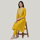 Women's Mustard Embroidered Ethnic Set, Mustard, small