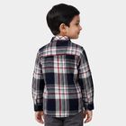 Boys Red Cotton Long Sleeve Collar Neck Shirt, Red, small