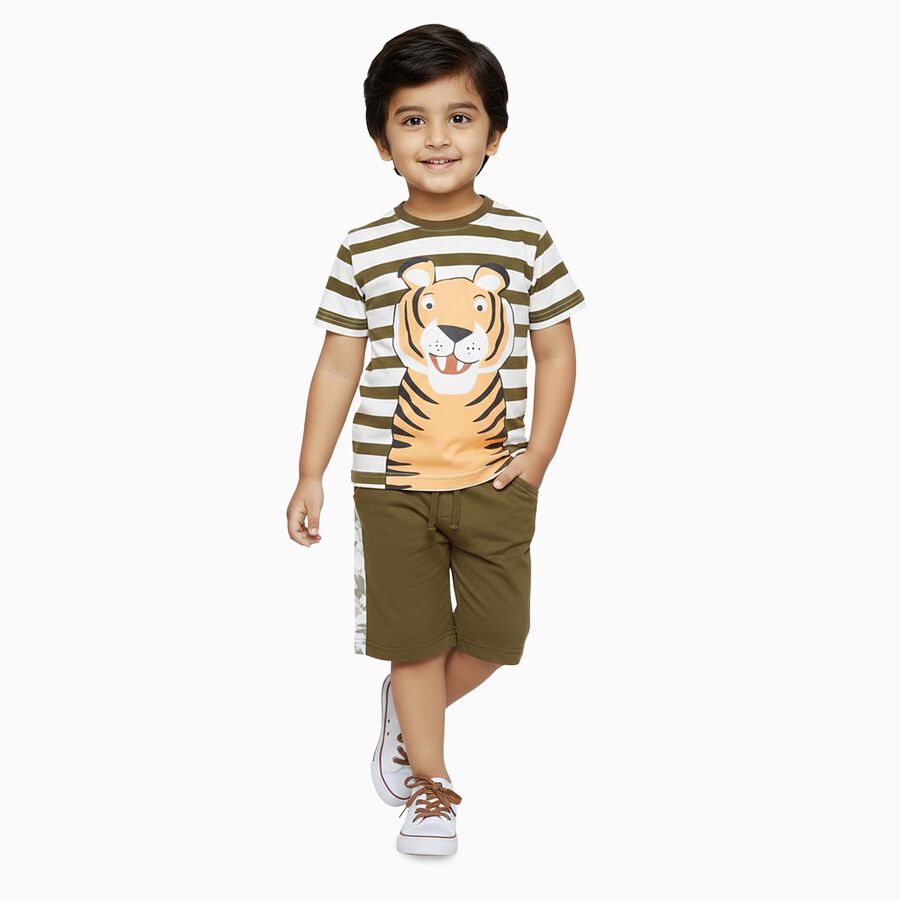 Boys' 100% Cotton Knit Baba Suit, Olive, large image number null