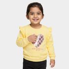 Girls Bright Yellow Crew Neck Casual Sweatshirt, Yellow, small image number null