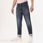 Women's Stonewashed Blue Slim Fit Five-Pocket Jeans, Dark Blue, small image number null