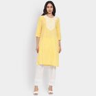 Ladies' 100% Cotton Kurta, Yellow, small image number null