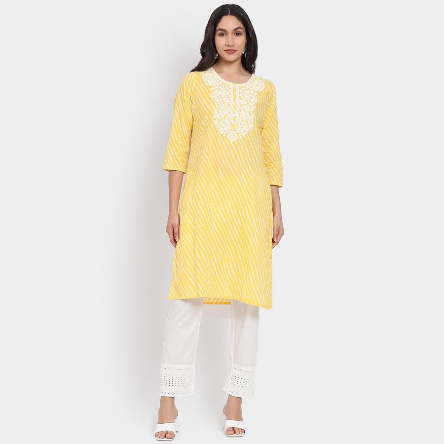 Ladies' 100% Cotton Kurta, Yellow, large image number null