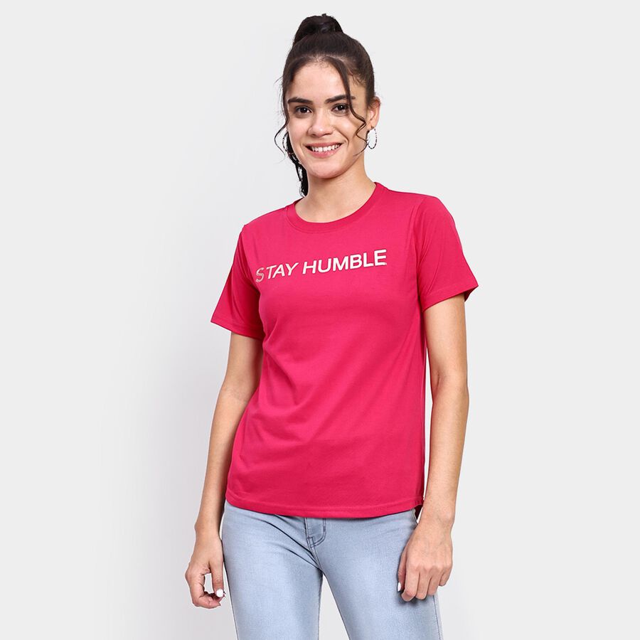 Ladies' Round Neck T-Shirt , रानी (फ्यूशिया), large image number null