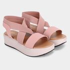 Women's Pink Strappy Wedge Sandals, Pink, small