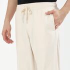 Men's Soft Beige Slim Fit Drawstring Casual Trousers, एक्रू मिश्रित, small image number null