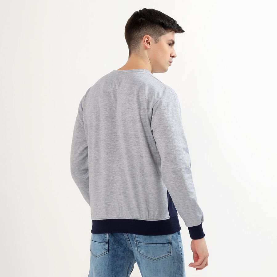 Men's Deep Midnight Navy Blue Crew Neck Casual Sweatshirt, नेवी ब्लू, large image number null