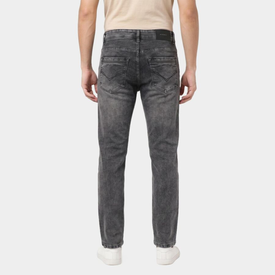 Men's Dark Grey Slim Fit Faded Jeans, Dark Grey, large