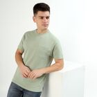 Men's Light Sage Green Cotton Round Neck Casual T-Shirt, Light Green, small