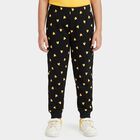 Girls' Black Jogger Fit Heart Printed Cotton Pyjama, काला, small