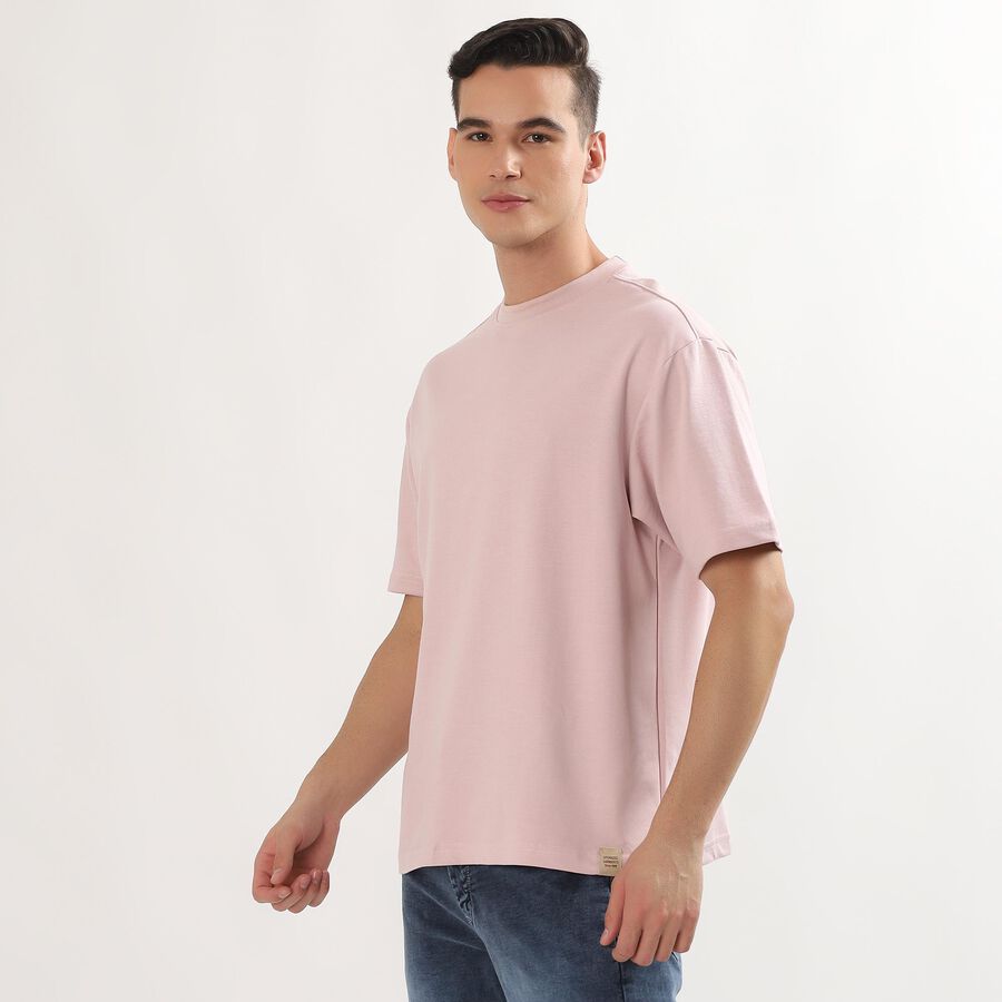 Men's Light Pink Round Neck Casual T-Shirt, Light Pink, large image number null