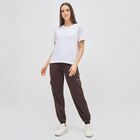 Women's Deep Chocolate Brown Relaxed Fit Cargo Track Pants, Brown, small