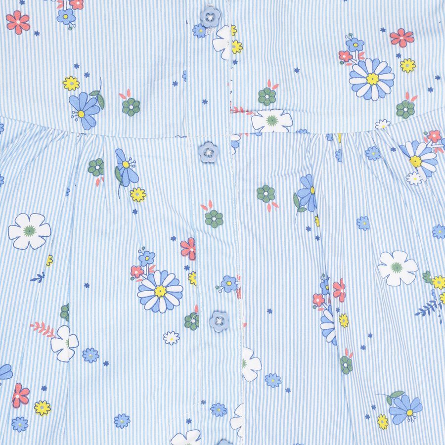 Girls' 100% Cotton Frock, हल्का नीला, large image number null