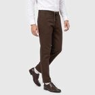 Men's Brown Slim Fit Drawstring Chino Trousers, भूरा, small