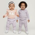 Infants Peach and Lavender Cotton Round Neck Casual Hipster Set, लाइलेक, small image number null