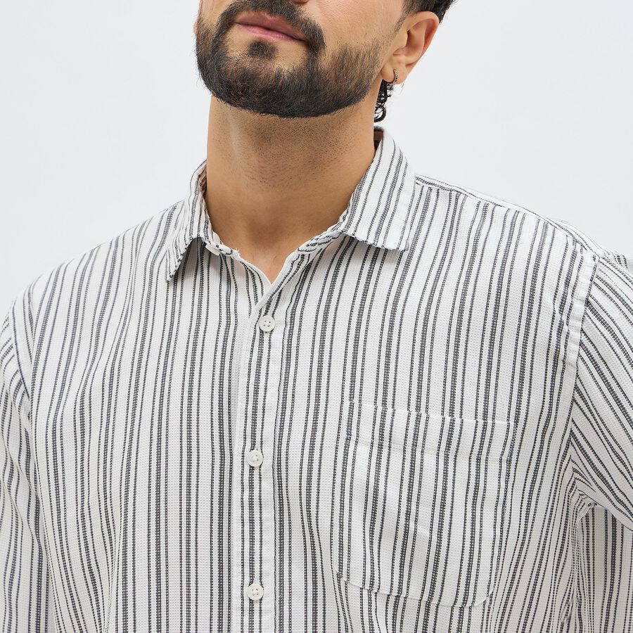 Men's Rich Eggshell White Classic Casual Shirt, सफ़ेद, large image number null