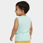 Infants' Light Blue Cotton Round Neck Casual Sleeveless Vest, Aqua, small