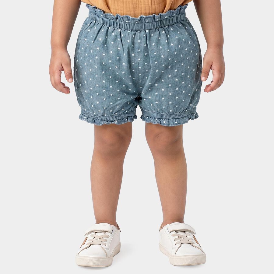 Girls Blue Regular Fit Star Printed Bloomer, Mid Blue, large