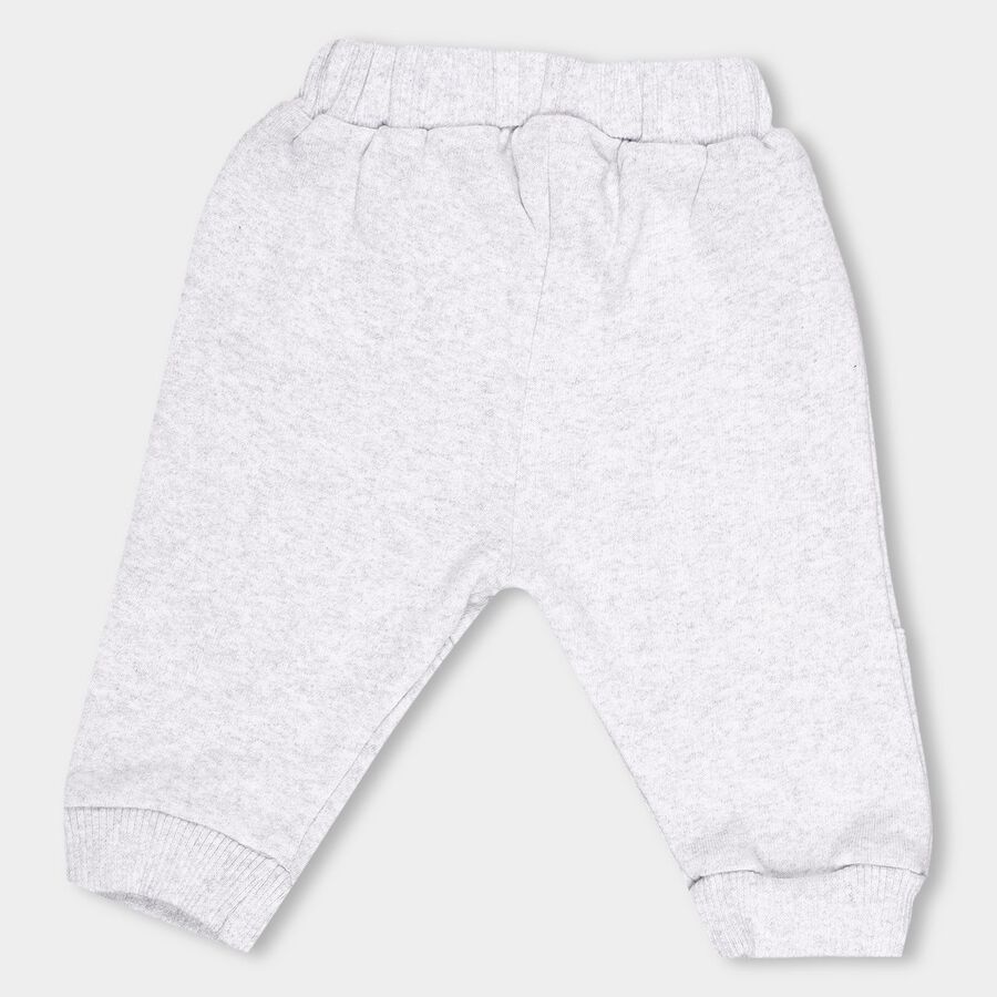 Infants Light Heather Grey Cartoon Printed Cotton Blend Pyjama, Melange Light Grey, large image number null