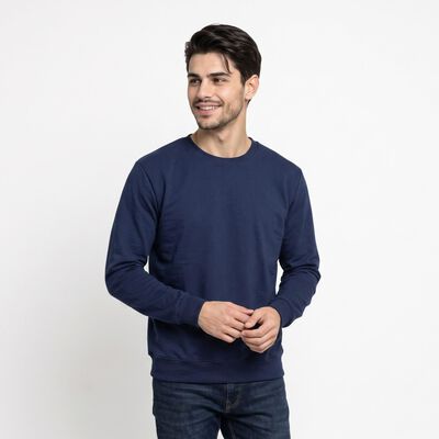 Men's Navy Blue Crew Neck Pullover Sweatshirt