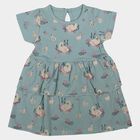 Infants' Mint Green Tiered Graphic Printed Frock, हल्का हरा, small