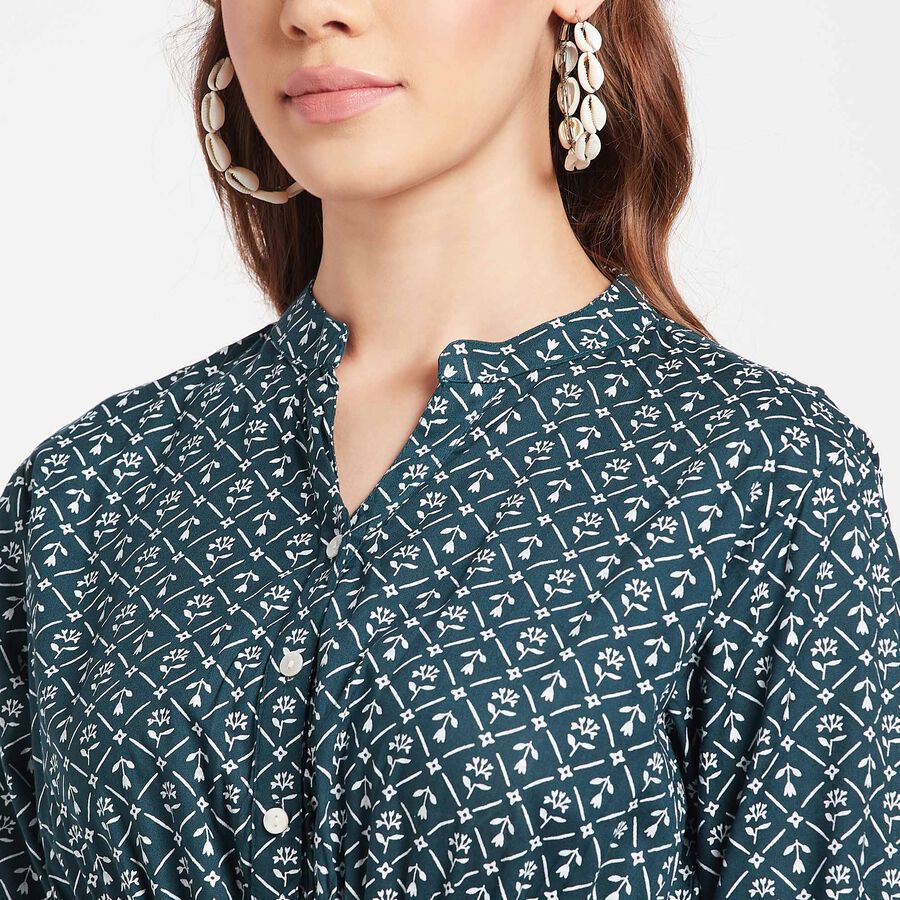 All Over Print Dress, Teal Blue, large image number null