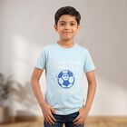 Boys Light Blue Round Neck Graphic Print Regular T-Shirt, हल्का नीला, small