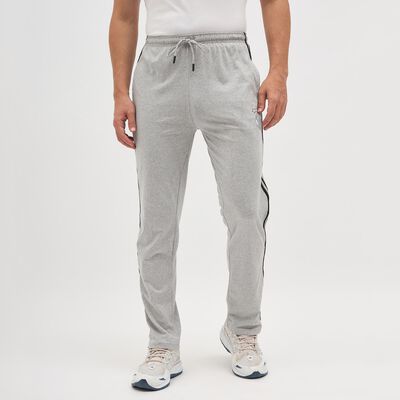 Men's Light Grey Slim Fit Side-Striped Track Pants
