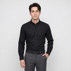 Men's Black Slim Fit Formal Shirt, काला, small