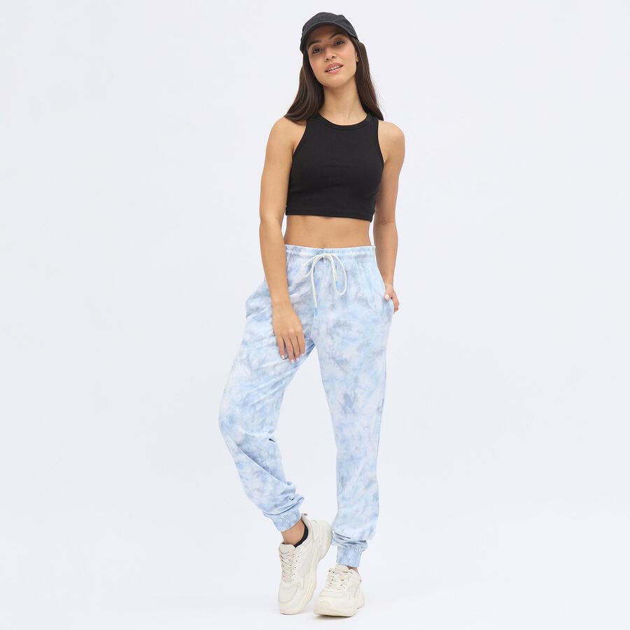 Women's Light Sky Blue Regular Fit Tie-Dye Jogger Track Pants, Light Blue, large image number null