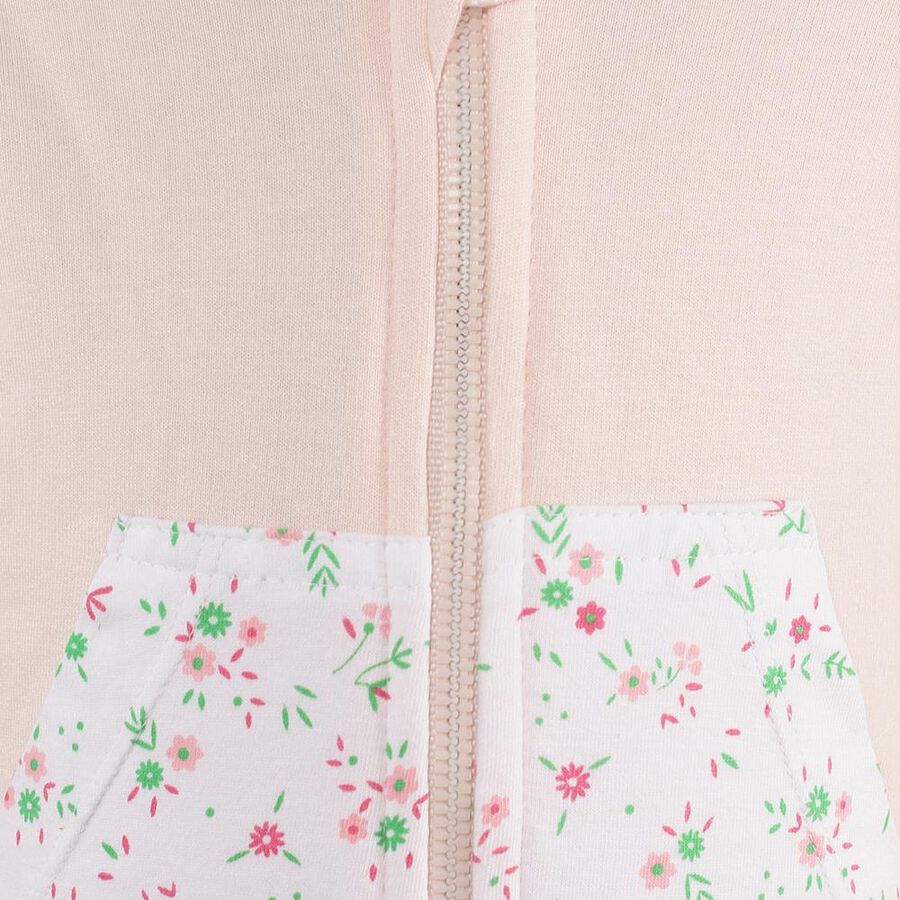 Infants Light Pink Cotton Hooded Casual Sweatshirt, हल्का गुलाबी, large image number null