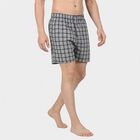 Men's Grey Relaxed Fit Checked Boxers, गहरा ग्रे, small