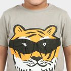 Boys Grey Cotton Round Neck Regular Boys T-Shirt, Light Grey, small