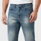 Men's Blue Straight Fit Faded Jeans, Mid Blue, small