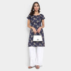 Printed Straight Kurta, Teal Blue, small image number null