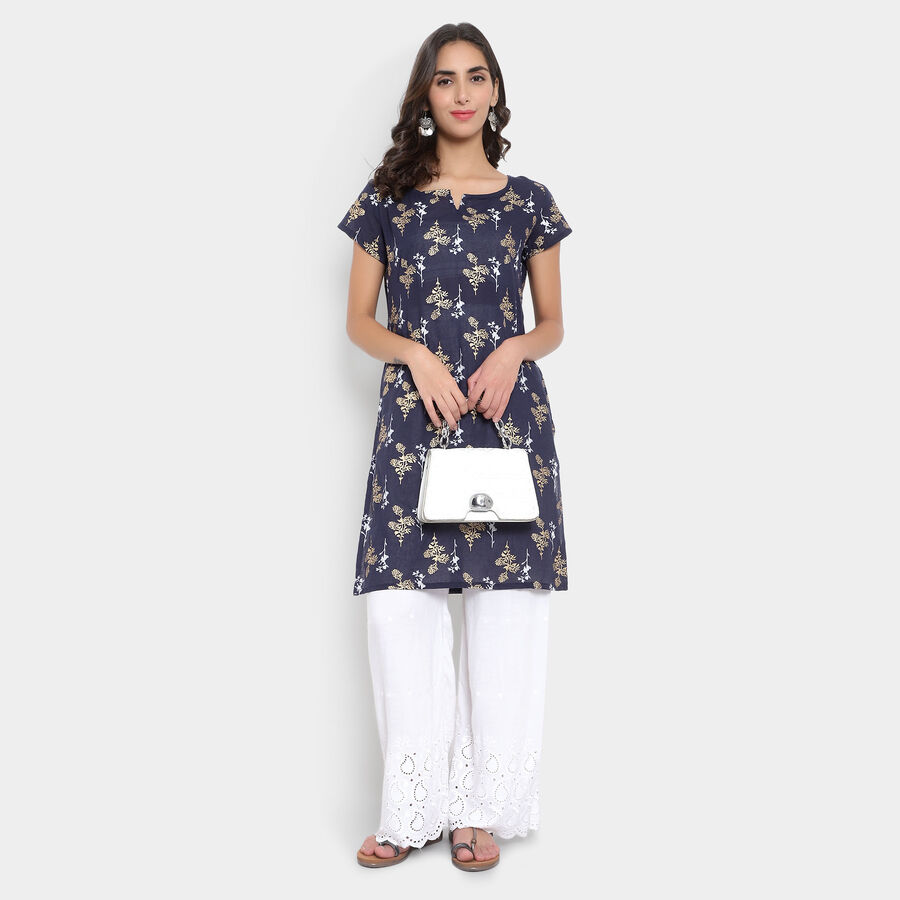 Printed Straight Kurta, Teal Blue, large image number null