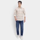 Men's 100% Cotton Casual Shirt , ऑफ व्हाइट, small