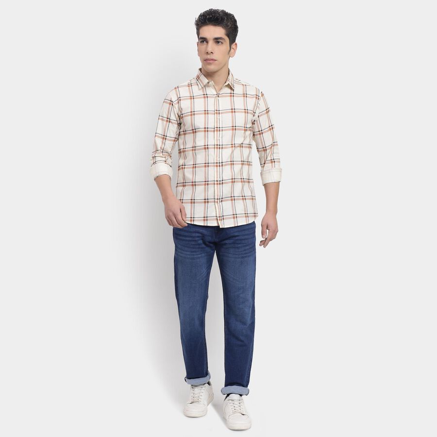 Men's 100% Cotton Casual Shirt , ऑफ व्हाइट, large