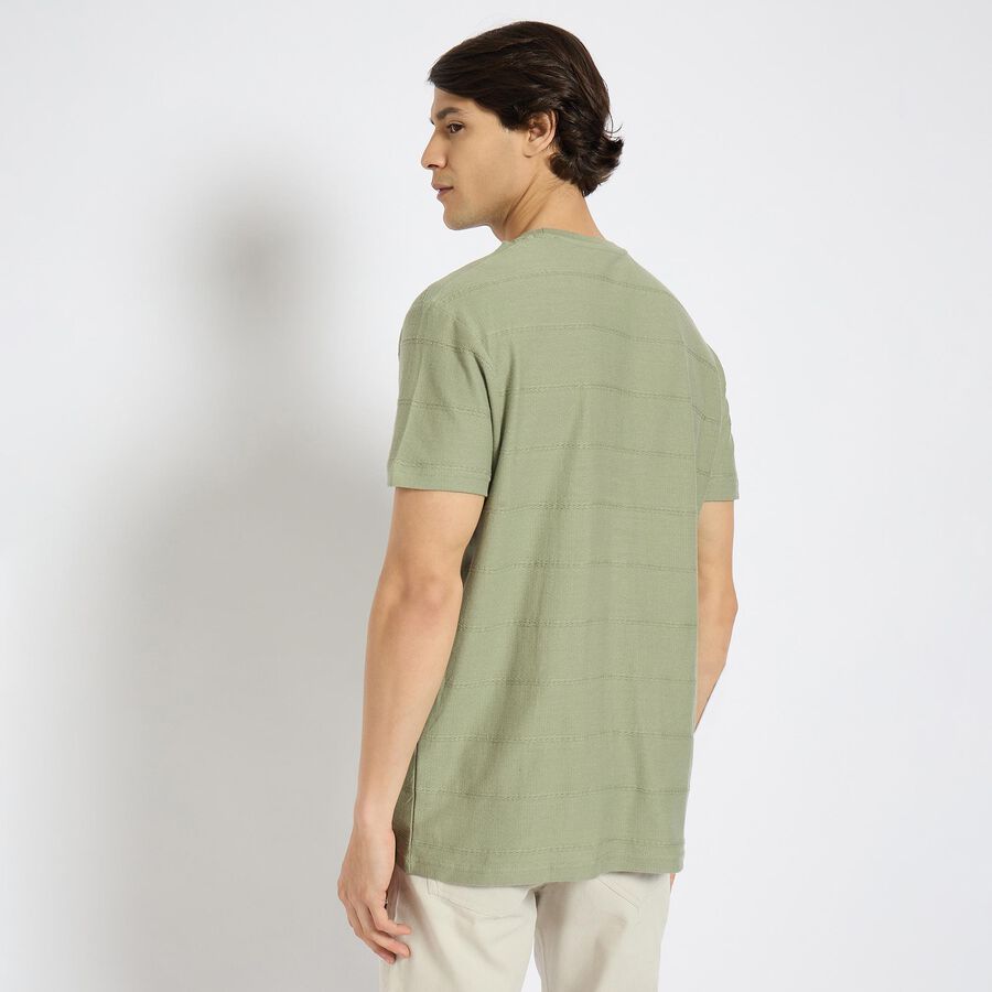 Men's 100% Cotton Round Neck Half Sleeves T-Shirt , हल्का हरा, large