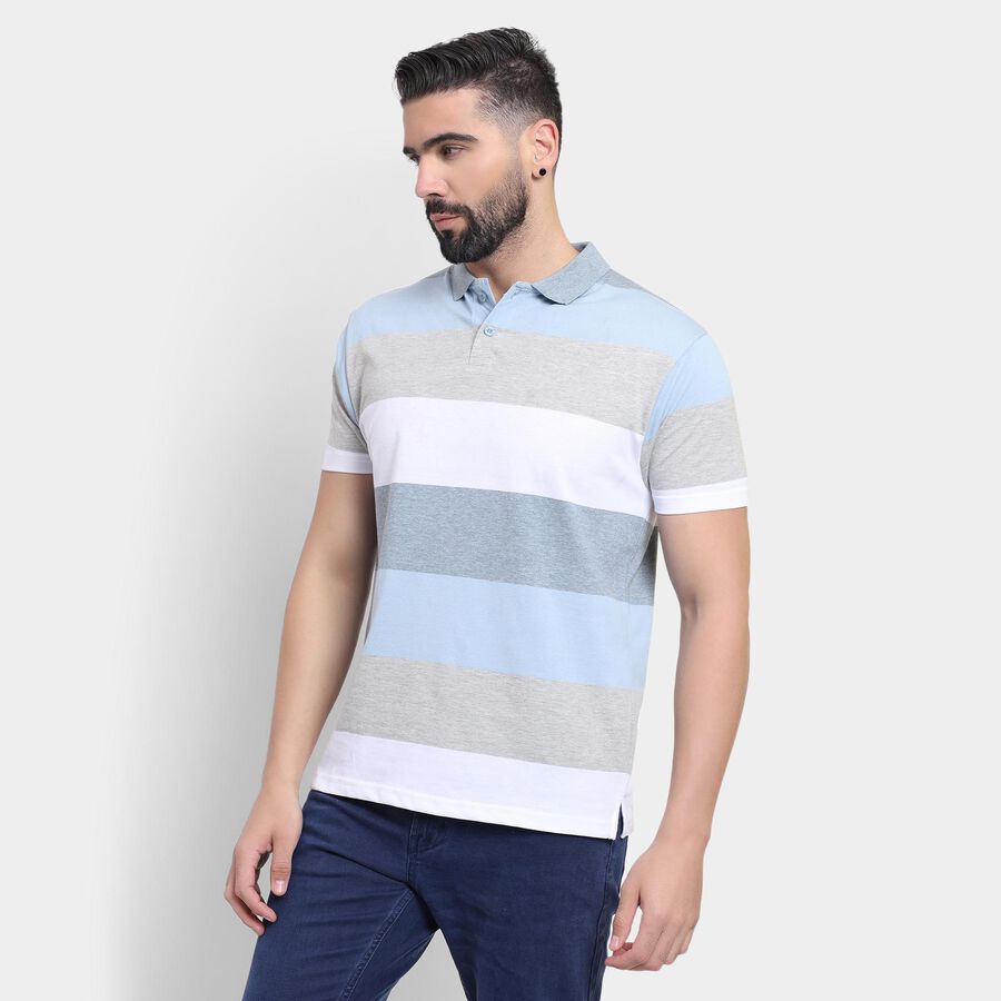 Men's Collared Half Sleeves T-Shirt , Light Blue, large image number null