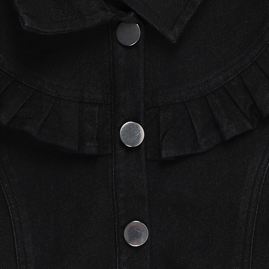 Girls' Cotton Blend Sleeveless Casual Frock, Black, large