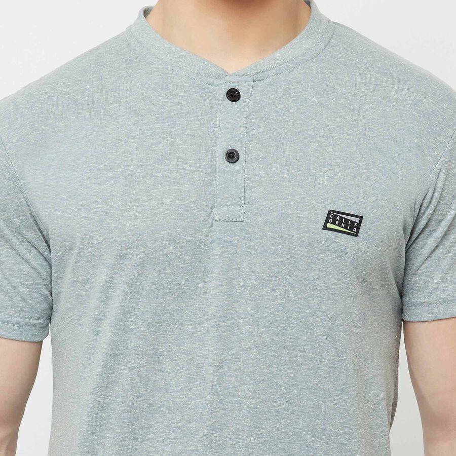 Solid Henley T-Shirt, Light Grey, large image number null