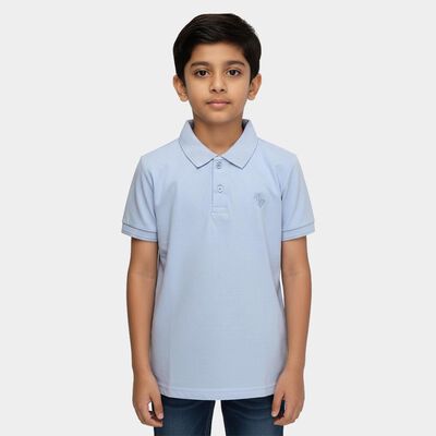 Boys' Light Blue Crew Neck Graphic Printed T-Shirt