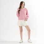 Women's Soft Pink Crew Neck Casual Sweatshirt, Pink, small image number null
