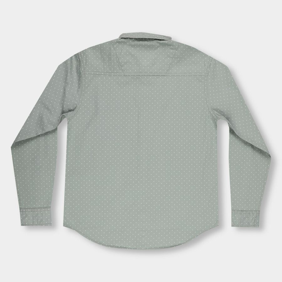 Boys Light Sage Green Cotton Classic Casual Shirt, Light Green, large image number null