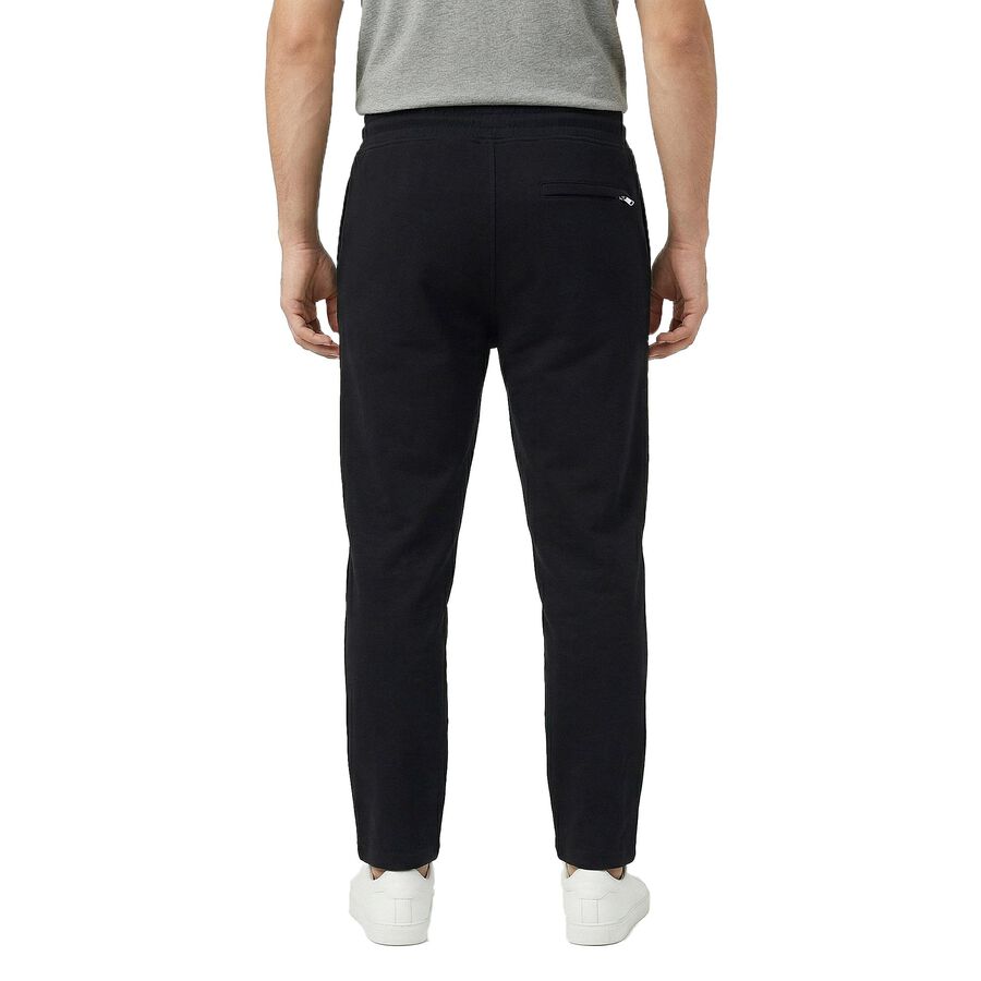 Men's Black Tapered Fit Zippered Track Pants, काला, large