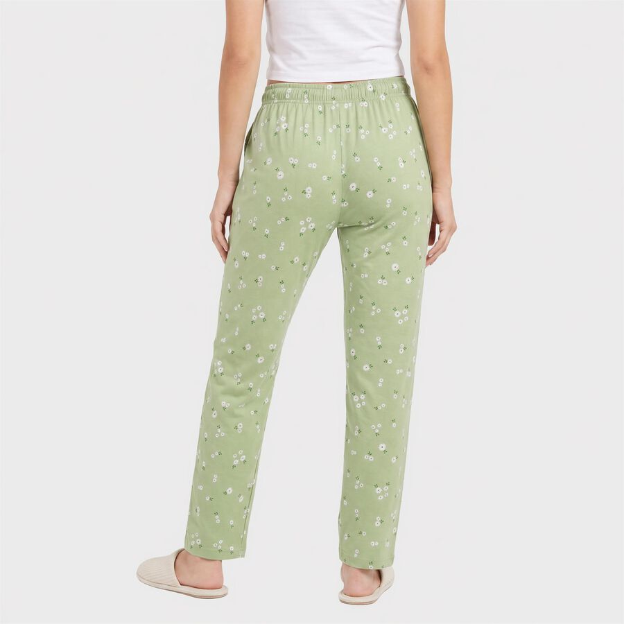 Women's Green Straight Fit Floral Printed Pyjama, हल्का हरा, large